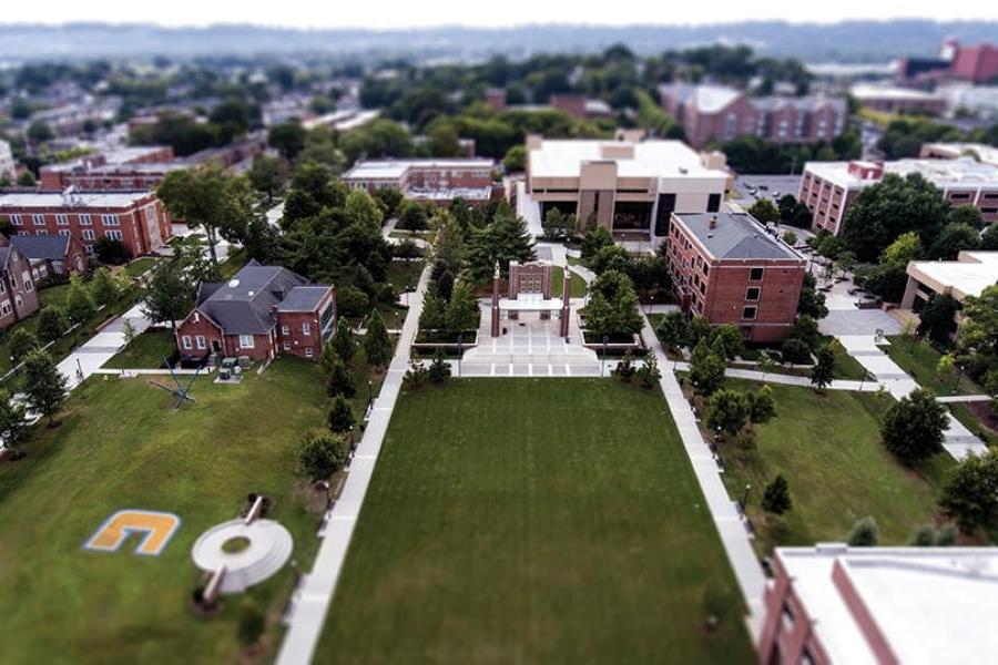 Drone shot of the campus